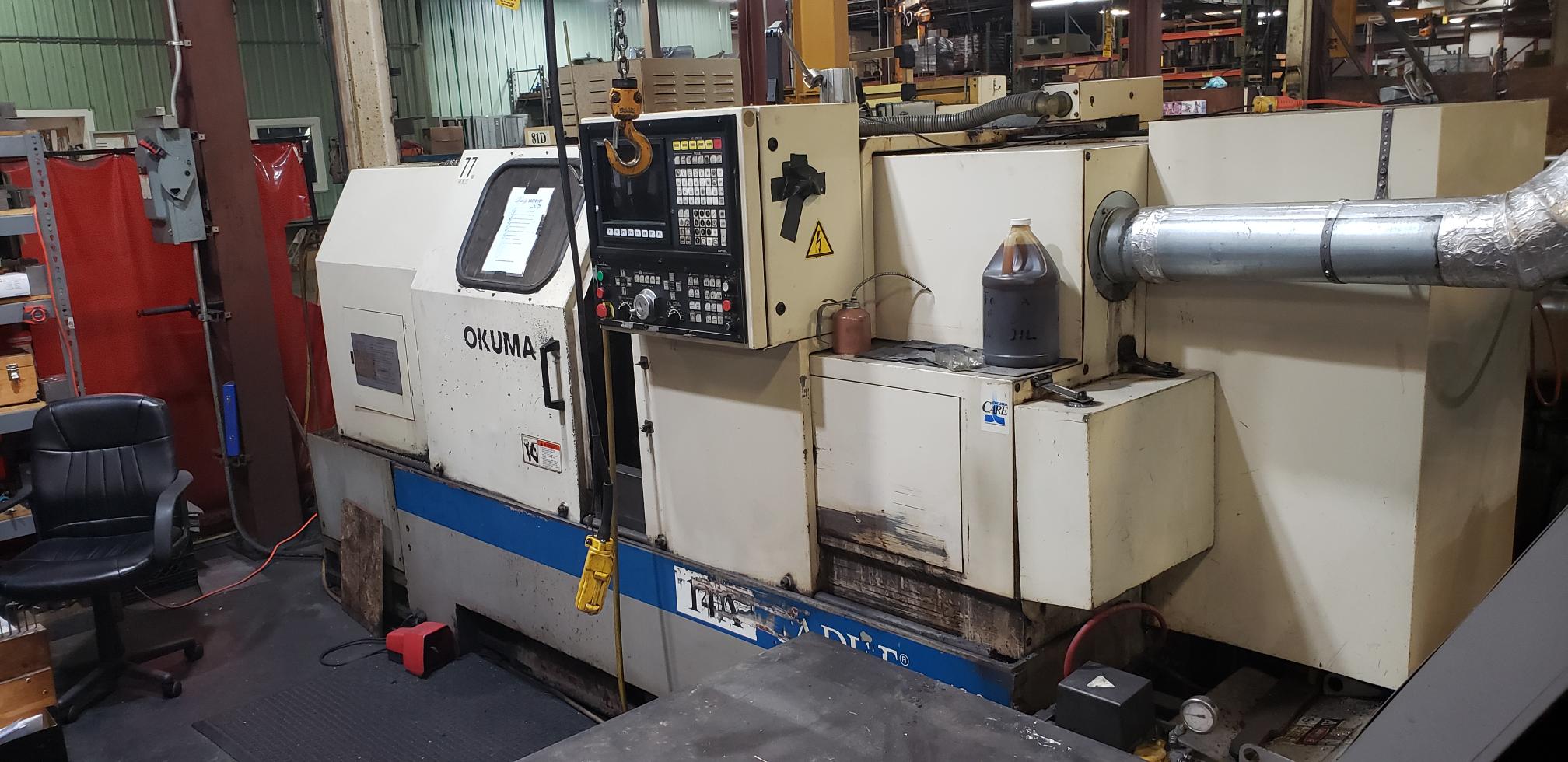 Okuma L1420 CNC Lathe, 1995 - Tailstock, Chip Conveyor - Image 2