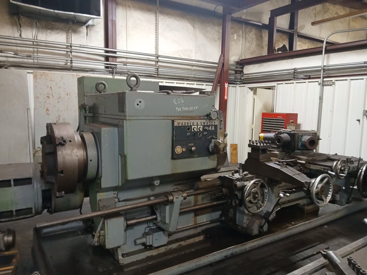 Warner and Swasey 4A M-3550 Turret Lathe - Front/Rear Chucks, Under Power In Plant