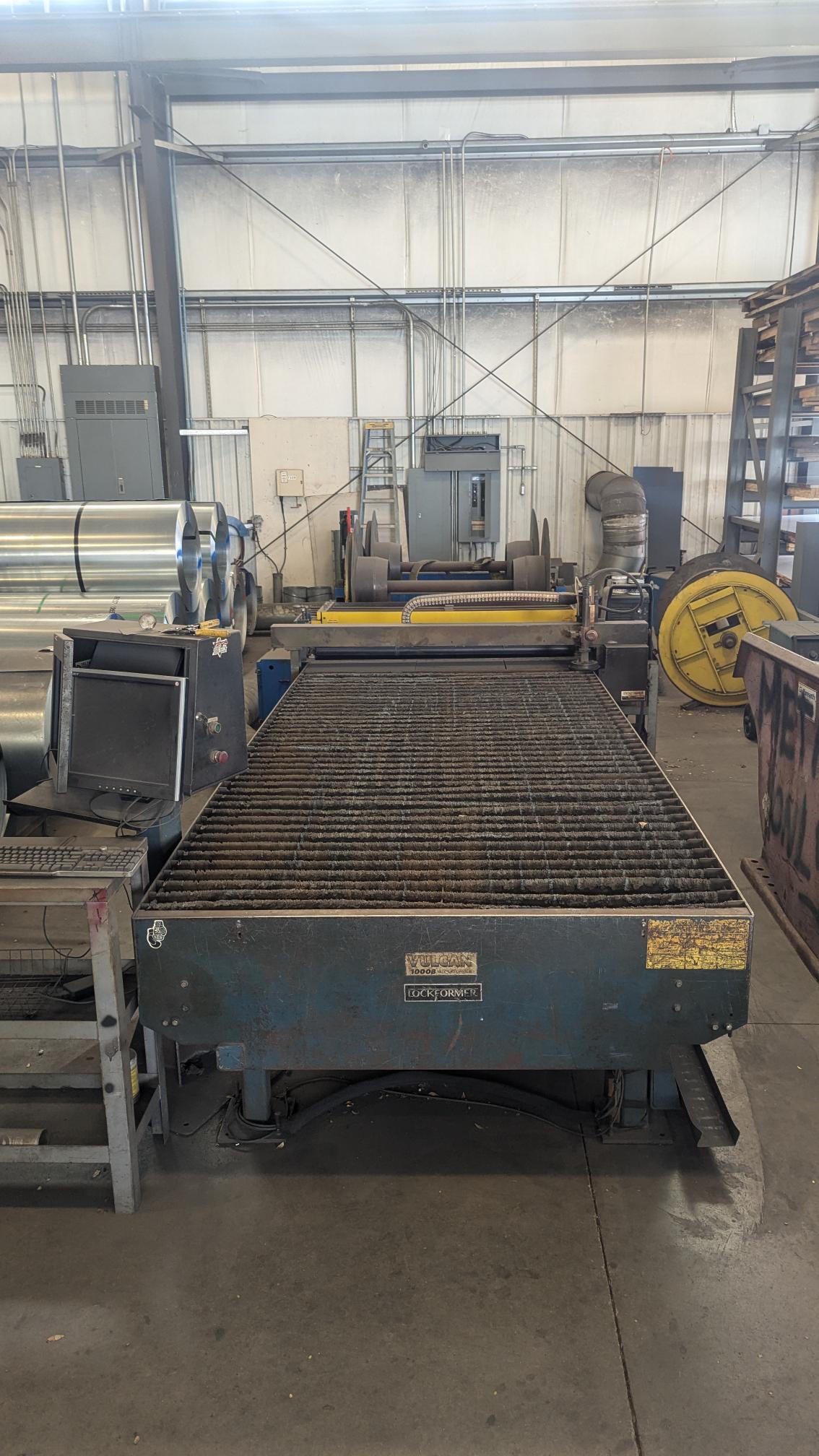 5' x 10' Lockformer Vulcan 1000B Plasma, 2006 - 60 Amp Hypertherm Powermax 1000, 2-Roll Decoiler