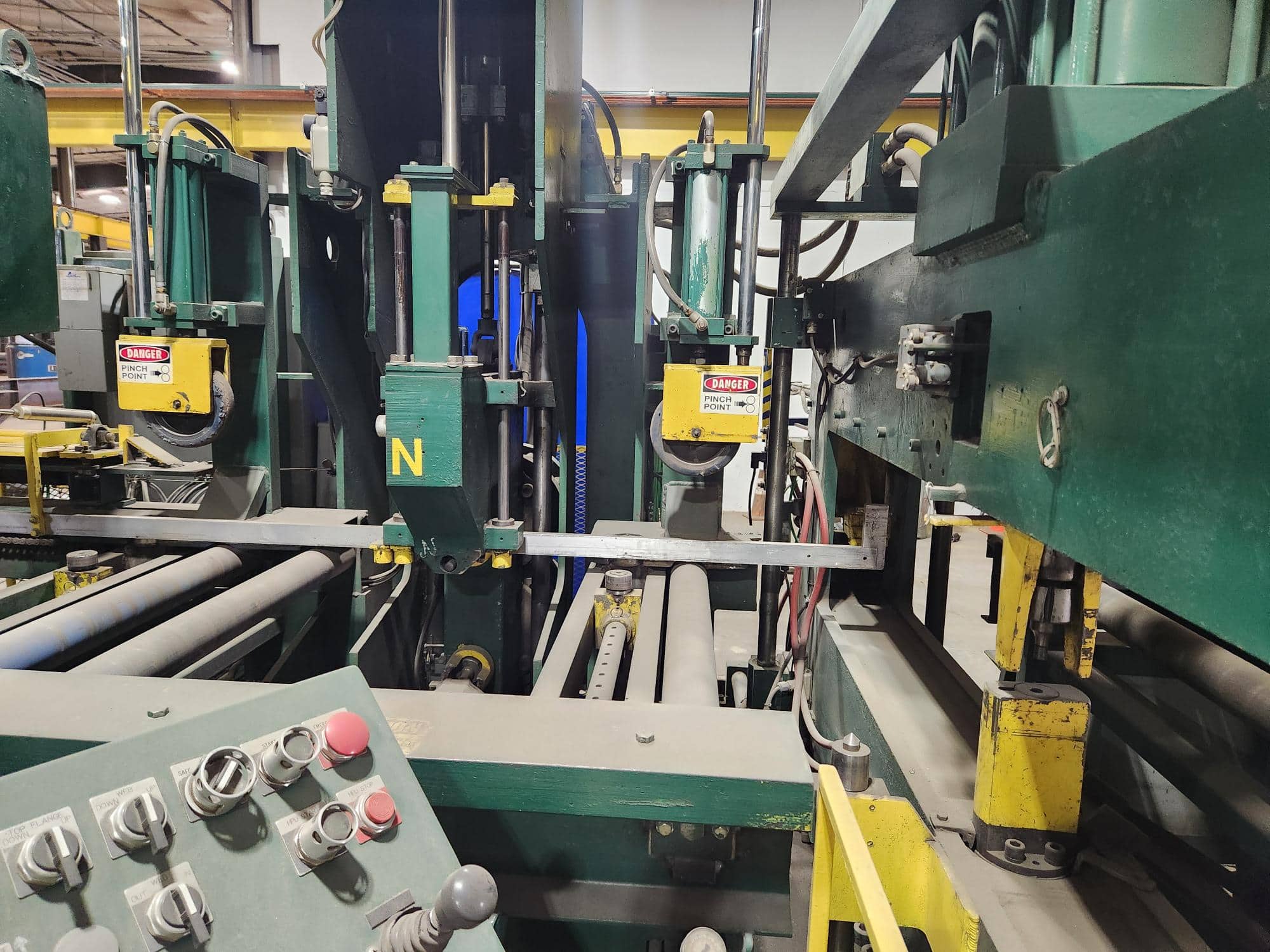 Controlled Automation Beamline Retro, 2005 - Fabriline 5-Press Beam Punch Line, 60’ length, 300lb/ft Powered Roller Conveyor Infeed/Outfeed, W/ 36” Web Throat - Image 4