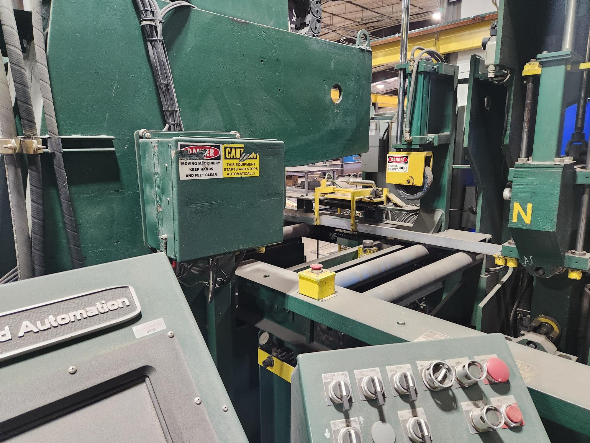 Controlled Automation Beamline Retro, 2005 - Fabriline 5-Press Beam Punch Line, 60’ length, 300lb/ft Powered Roller Conveyor Infeed/Outfeed, W/ 36” Web Throat - Image 5