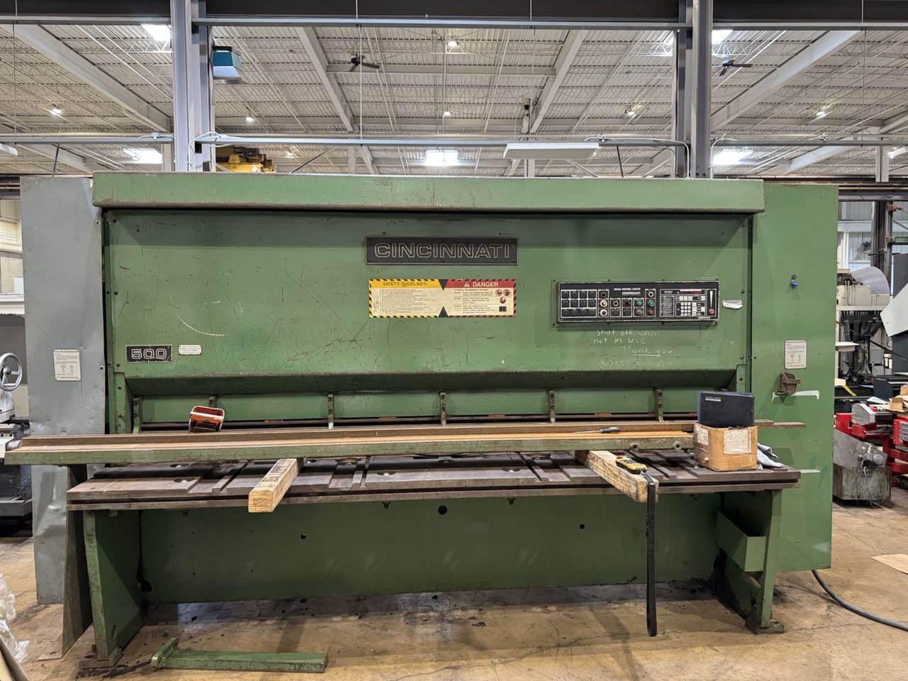 1/2" x 10' Cincinnati Model 500HS-10 Hydraulic Power Squaring Shear, 1990