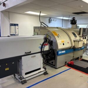Okuma Crown Type 762S-BB CNC Lathe, 2000 - LNS Barfeeder, Chip Conveyor