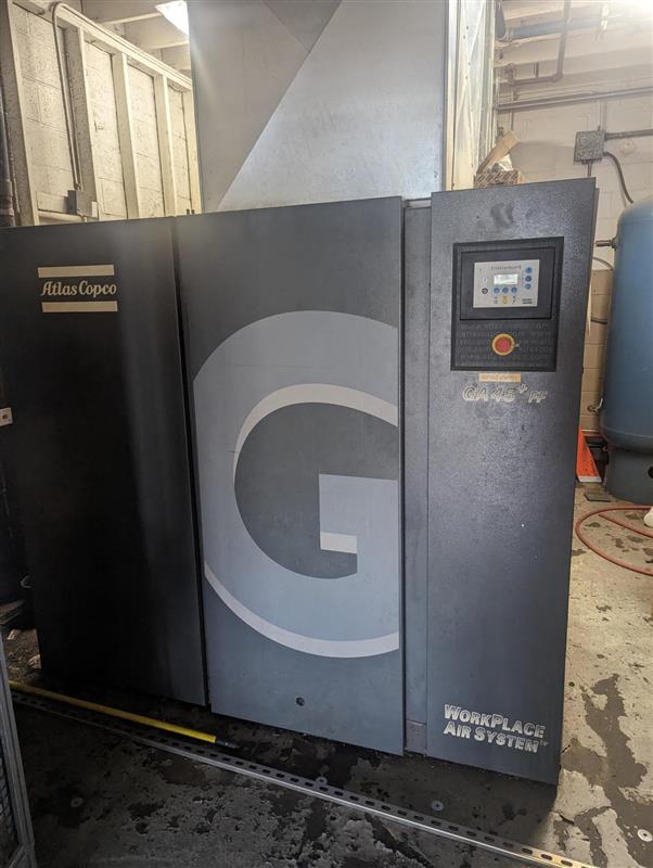 60 HP Atlas Copco GA45PLUS Rotary Screw Air Compressor, 2006 - One of Two