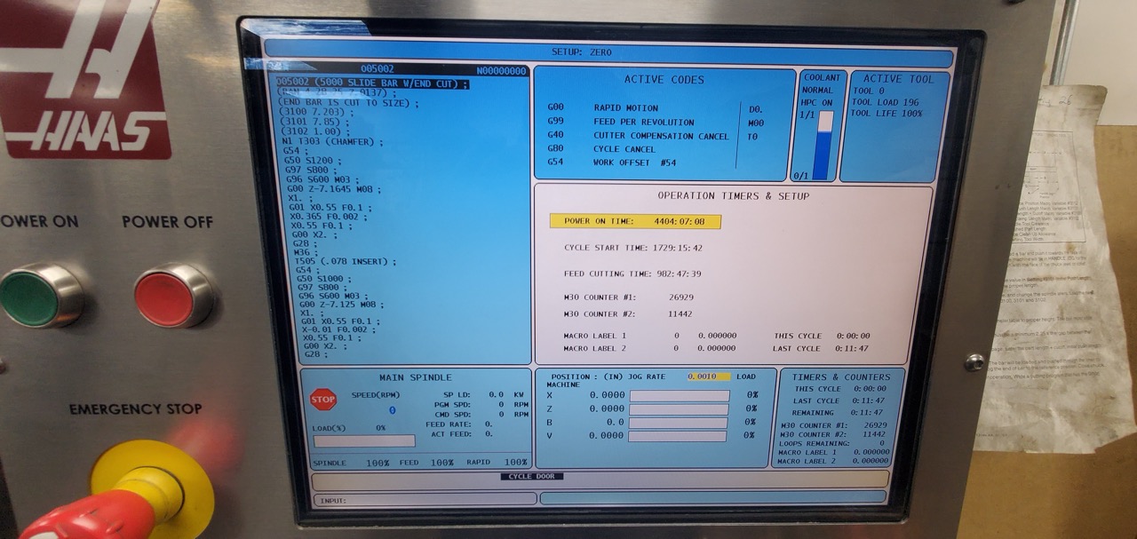 Haas SL-20T CNC Lathe, 2008 - Haas Servo Bar 300 Barfeed - Image 8