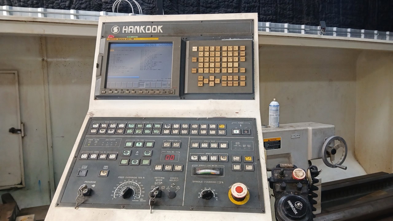 37.4" x 156" Hankook Protec 9NC 10" Spindle Bore, Dual Chucks, 2006 - Chip Conveyor, 8 Station Turret - Image 19