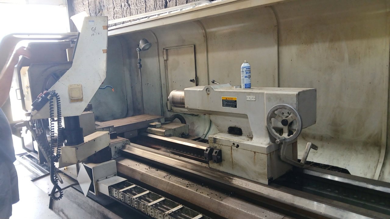 37.4" x 156" Hankook Protec 9NC 10" Spindle Bore, Dual Chucks, 2006 - Chip Conveyor, 8 Station Turret - Image 5