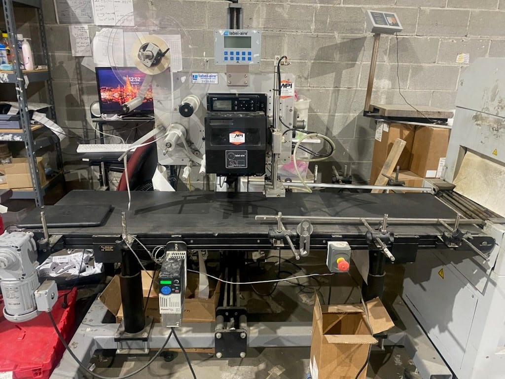 Label-Aire Print and Apply Labeler 3138NV-TBS84-EX203 RH 1-10" ST with Conveyor