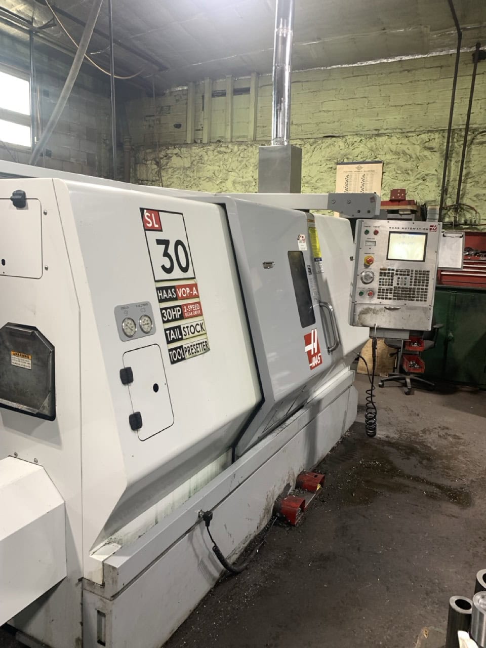 Haas SL-30T CNC Lathe, 2005 - Tailstock, Spindle Orientation, Chip Auger