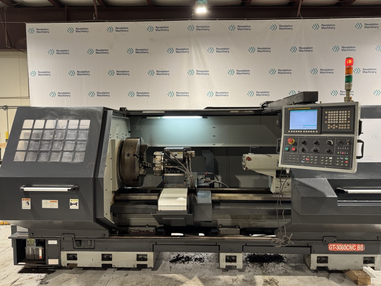 Ganesh GT-3080 BB CNC Lathe, 2015 - 10" Big Bore, Programmable Tailstock, Chip Conveyor, Steady Rest