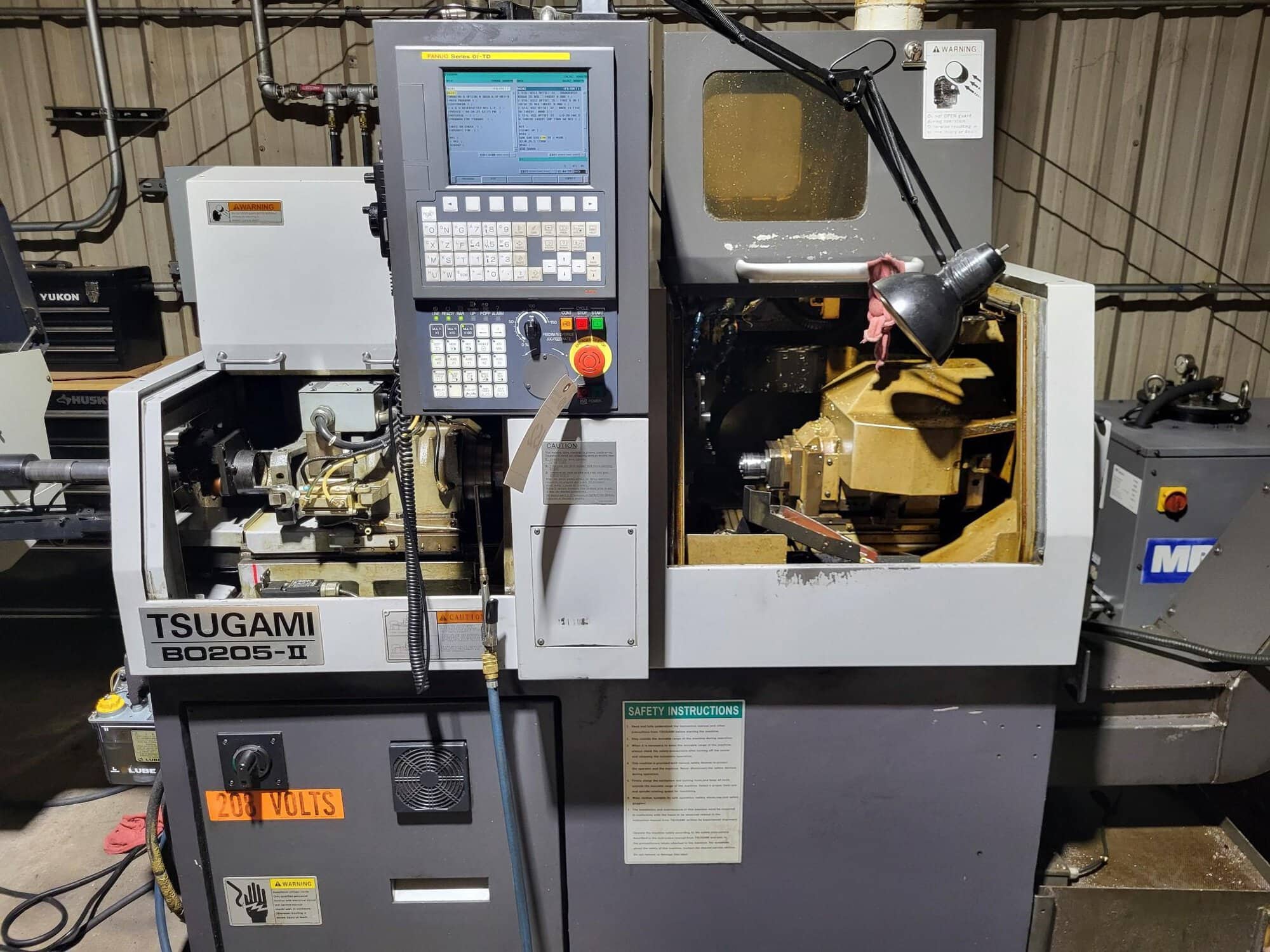 Tsugami B0205-II 5-Axis CNC Swiss Lathe, 2013 - Fanuc OI-TD Control, Edge Bar Feeder, High Pressure Coolant, Chip Conveyor - Image 2