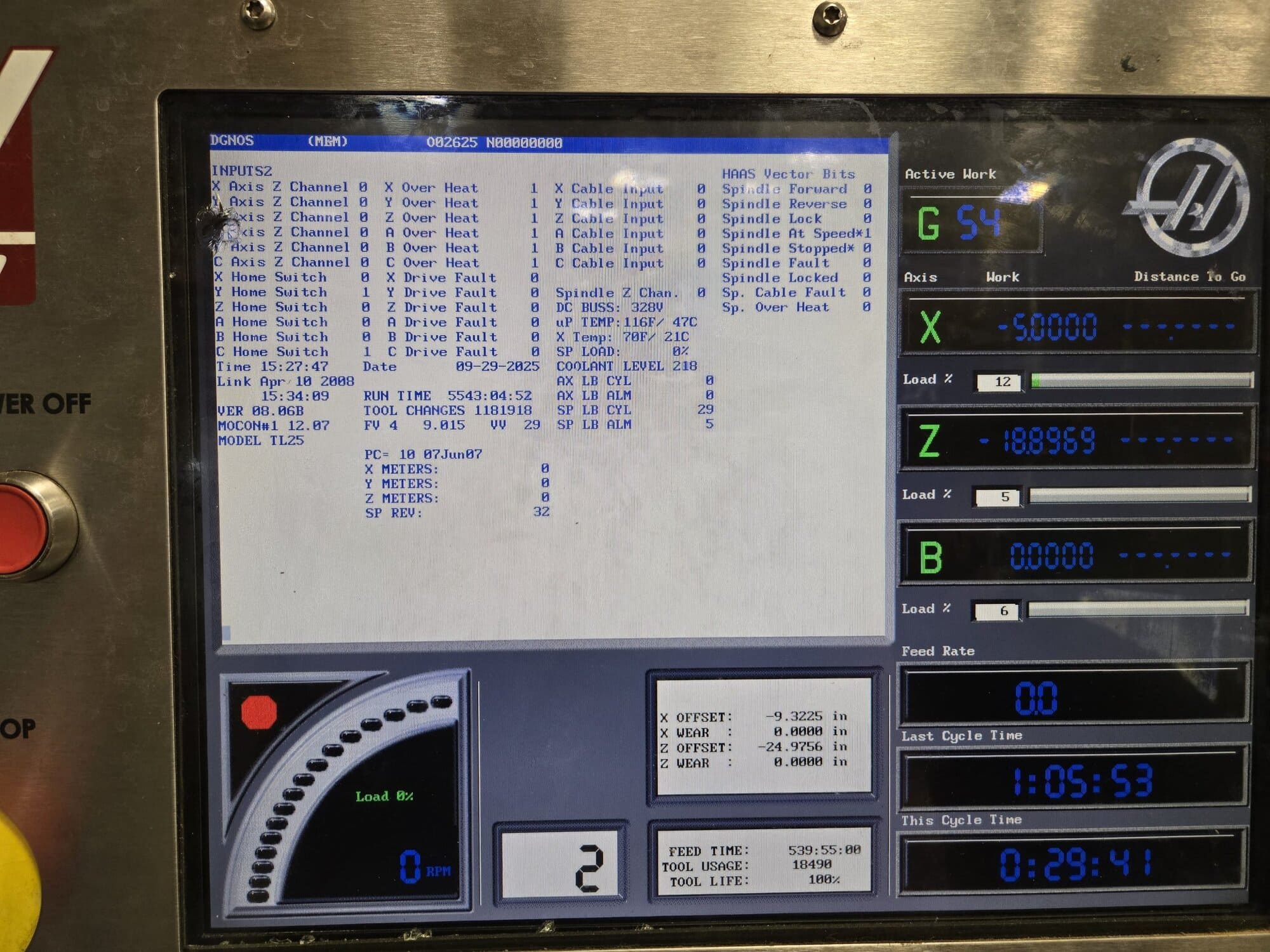 Haas TL-25 CNC Lathe, 2008 - Live Tooling, Sub Spindle, Servo Bar 300 Feeder - Image 8