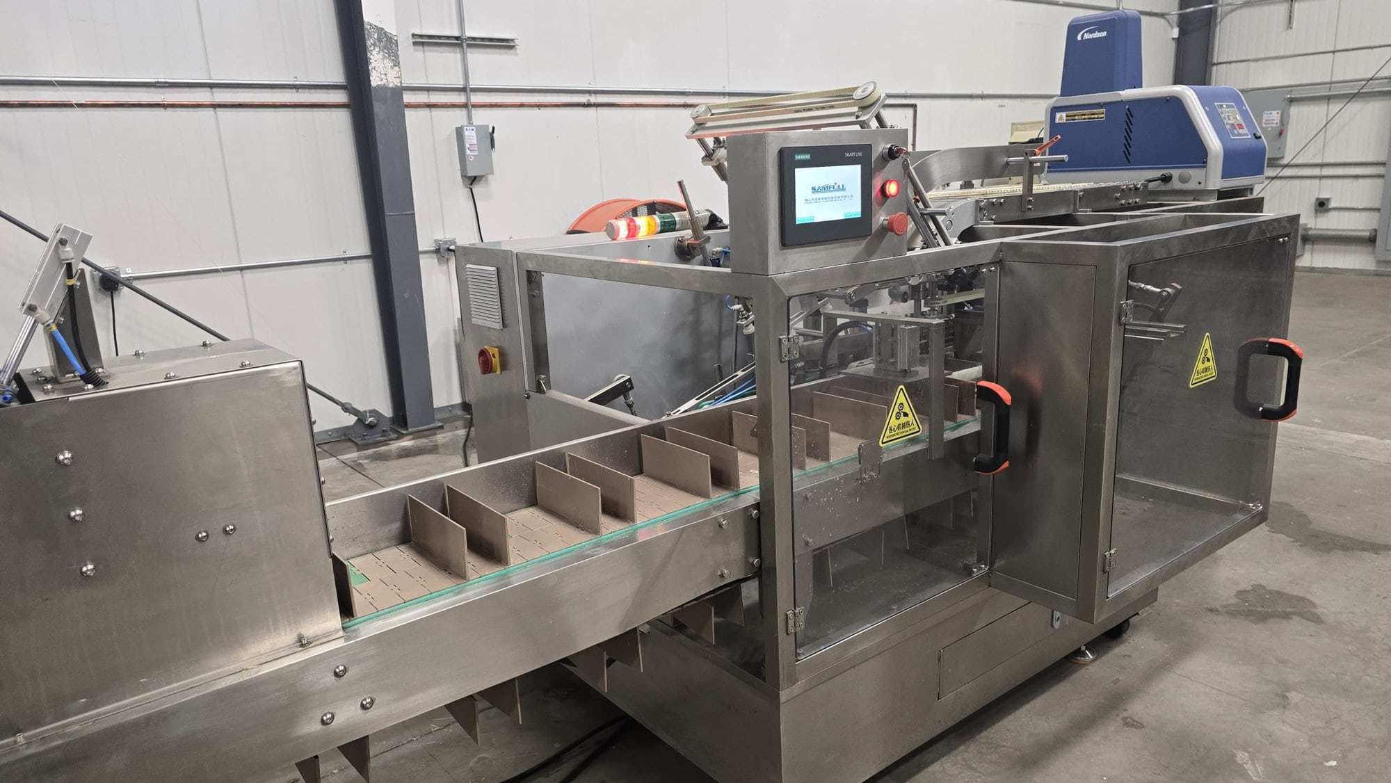Samfull SF-720-8 8 Lane Liquid Stick Pack Machine with Counter, Cartoner, 1000L Homogenizing Mixer and Transfer Pump, 2024 - Complete Liquid Stick Pack Processing and Packaging Line - Image 14