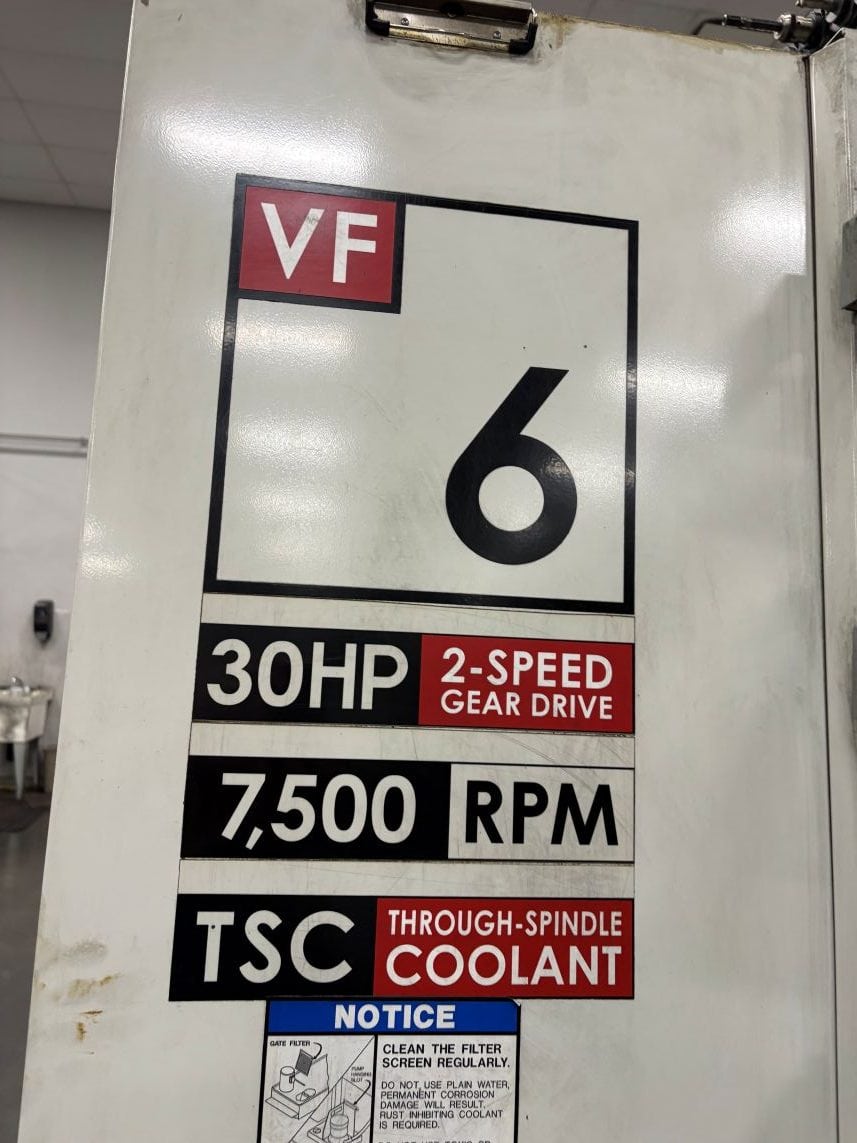 Haas VF-6/50 VMC, 2006- Thru Spindle Coolant, Chip Auger, Wired for Probes - Image 5