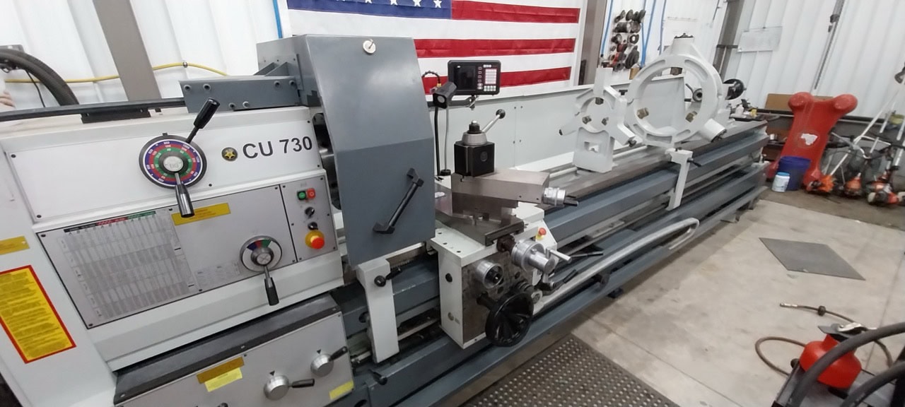 28" x 160" Lion CU730 Gap Bed Engine Lathe, 2023 - 4" Bore, Tailstock, Steady Rests
