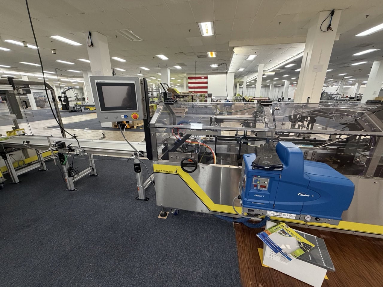 Complete Packaging Line for trays / flat Product including Custom Conveyor System, (2) Texwrap L-Bar Sealers and Heat Tunnels, Econocorp Automatic Cartoner and Case Packer and CTM Case labeler, 2023 - Image 12