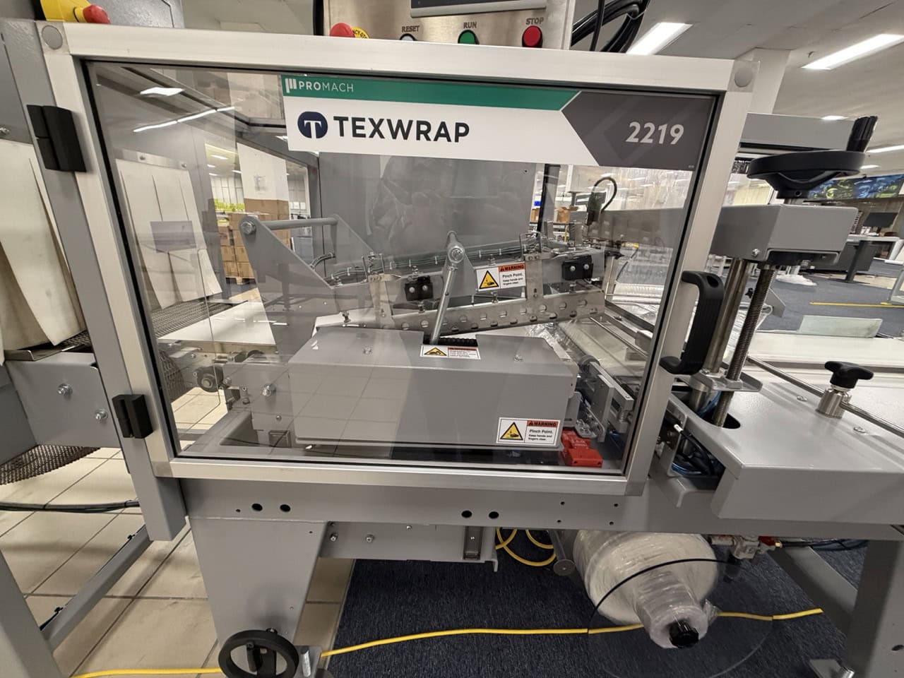 Complete Packaging Line for trays / flat Product including Custom Conveyor System, (2) Texwrap L-Bar Sealers and Heat Tunnels, Econocorp Automatic Cartoner and Case Packer and CTM Case labeler, 2023 - Image 6