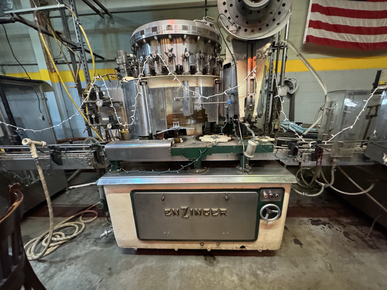 Enzinger Bottle Filling Line, 1989 - Capper, Rinser, Labeler, Box Taper, More