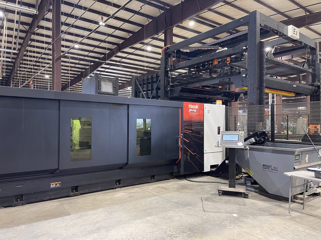 7000 Watt Mazak Optiplex 4220 NEO Fiber Laser, 2024 - Lucas 4220 Ez Compact 8-Shelf Stocker and Scheduler Automation System, Liberty High Performance Air System, Gold Series X-Flo Industrial Dust Collector - Image 30
