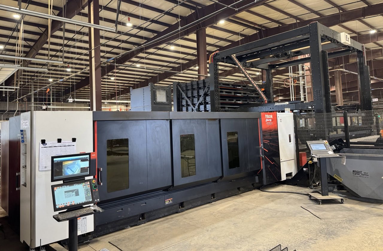 7000 Watt Mazak Optiplex 4220 NEO Fiber Laser, 2024 - Lucas 4220 Ez Compact 8-Shelf Stocker and Scheduler Automation System, Liberty High Performance Air System, Gold Series X-Flo Industrial Dust Collector - Image 21