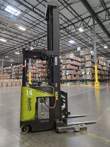 Clark NPR22 Narrow Aisle Reach Forklift, 2020 - 4,500 LB Capacity, 36V Electric, Stand-Up Rider, Triple Mast (2)