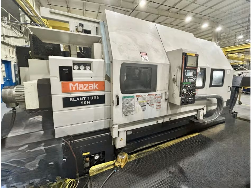 Mazak Slant Turn 50NR CNC Lathe, 2006 - 7.1" Bore, Chip Conveyor