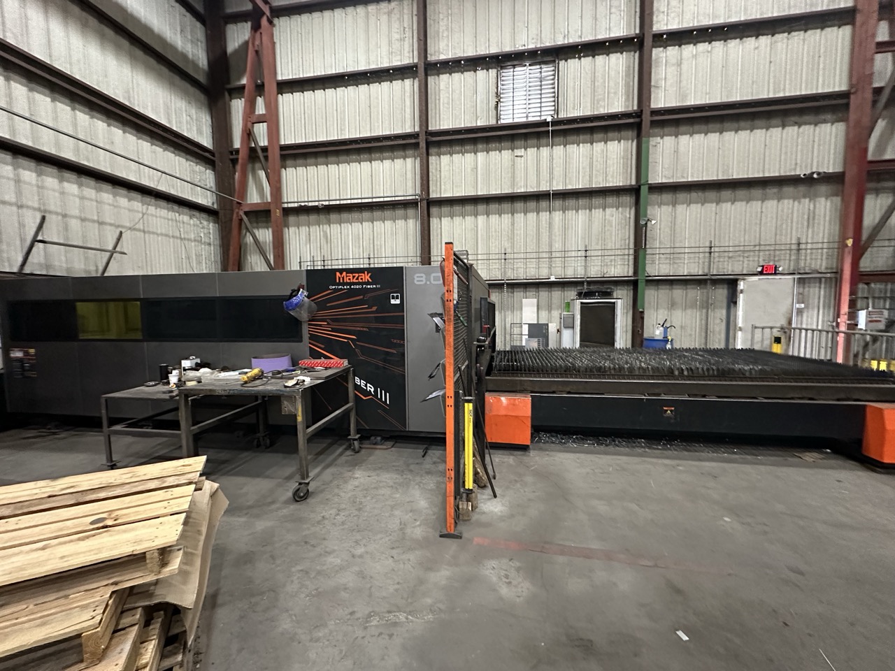 8000 Watt Mazak Optiplex 4020 Fiber Laser III, 2019 - 6.5' x 13' Table - Dust Collector, Shuttle Table, Scrap Conveyor