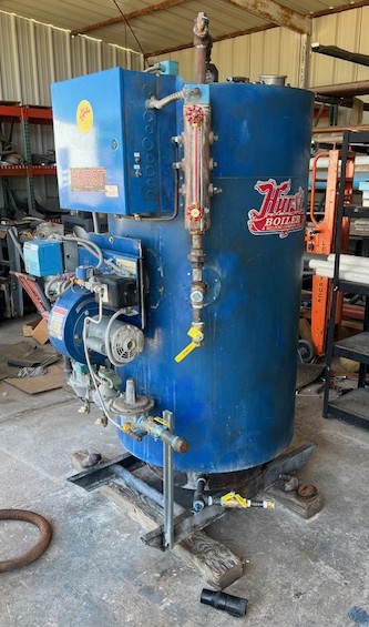 25 HP Hurst 4VT-G-25-150 Cyclone Steam Hi-Pressure Vertical Boiler, 2007- Fully Serviced and Inspected