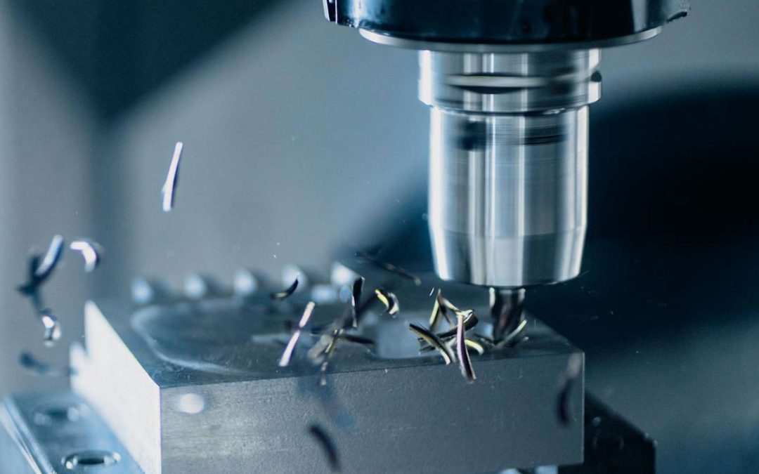 Close-up of VMC at Work Cutting Metal Piece